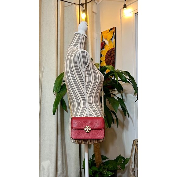 ♦️♦️  TORY BURCH AUTHENTIC RED LEATHER CHELSEA HANDBAG ♦️♦️ - Picture 13 of 14